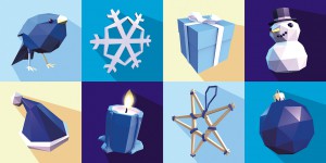 Weihnachtspostkarte Low Poly