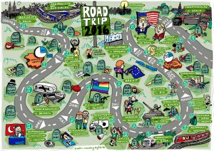 Illustrierter Jahresrückblick 2016 Roadtrip Illustration