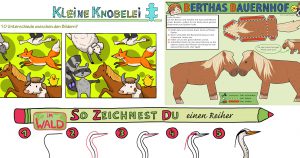 shz kina Kinderrätsel Bastelbogen Zeichenschule Designdoppel