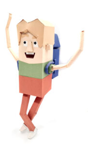 Lowpoly Papercraft Figuren Baclpacker vom 3D-Model Steinzeit Film