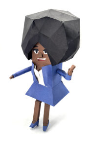 Lowpoly Papercraft Figuren Journalistin vom 3D-Model Steinzeit Film