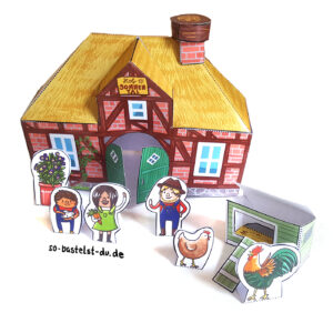Bauernhof Bauernhaus mit Hühnerstall basteln