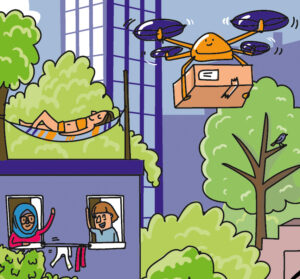 Gute Nachbarschaft und Paketdrohne