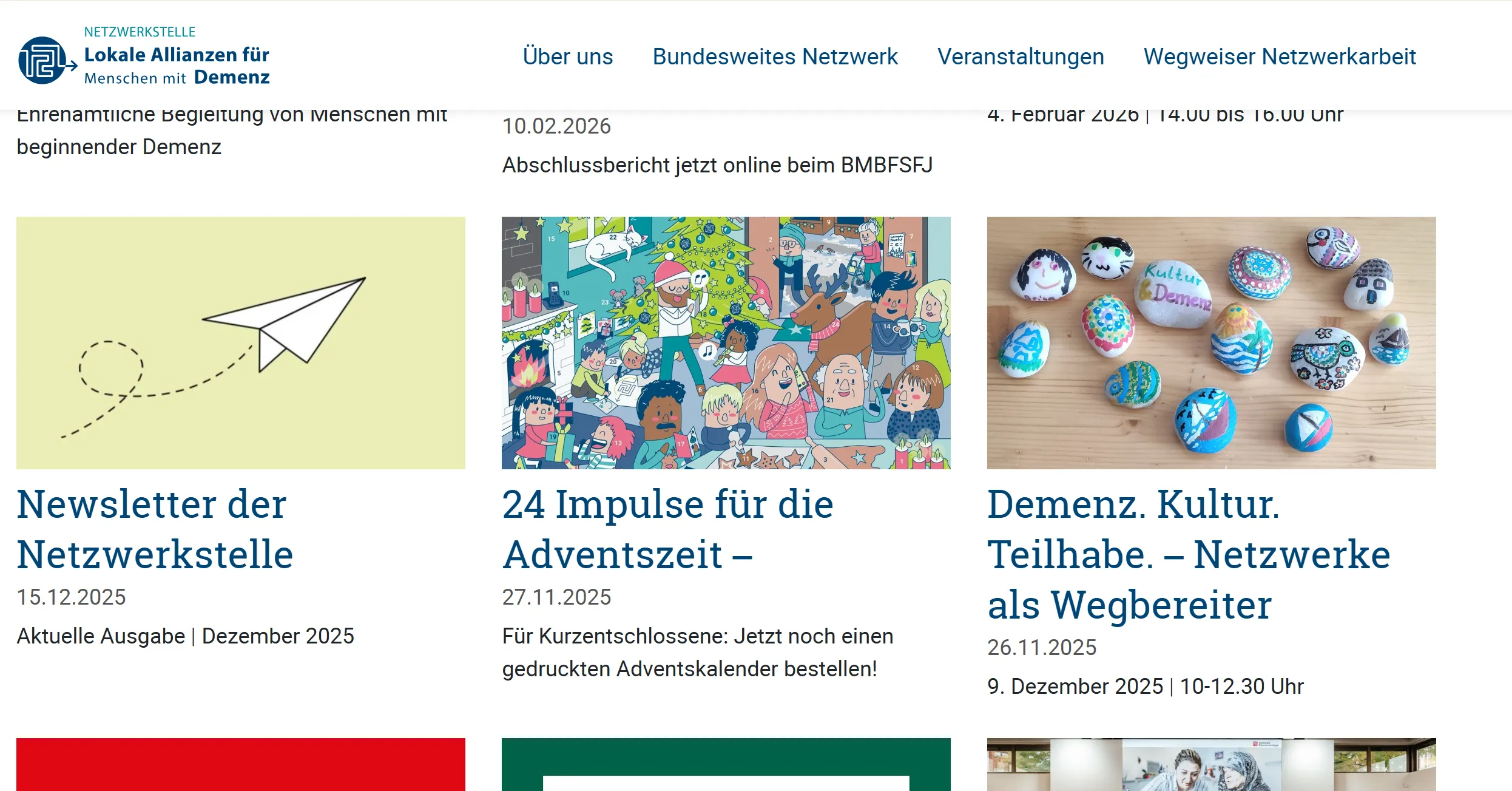 Netzwerkstelle Demenz Adventskalender auf Webseite Netzwerkstelle Demenz Adventskalender auf Webseite